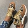 Leopard Print Lace-up Slope Heel Platform Casual Sneakers Women's Large Size Four-season Single Shoes Running Shoes Tide