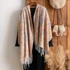 Rand Fashion Женский зимний кашемировый шаль - Винтажный цветочный принт с кисточками в стиле масляной живописи Пашмина Толстый шарф и шарф