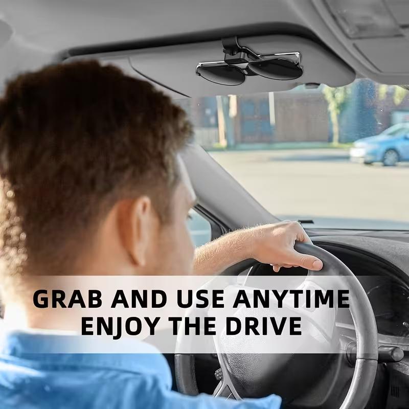 Car Visor Sunglasses Clip, 2-in-1 Eyeglass and Card Holder, Auto Ticket Parking Pass Organizer, Universal Interior Accessory