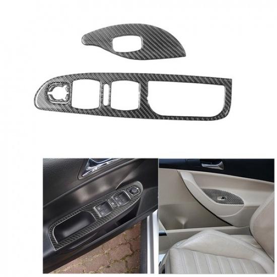 For Volkswagen Passat Carbon Fiber Interior Front Door Control Cover Trim
