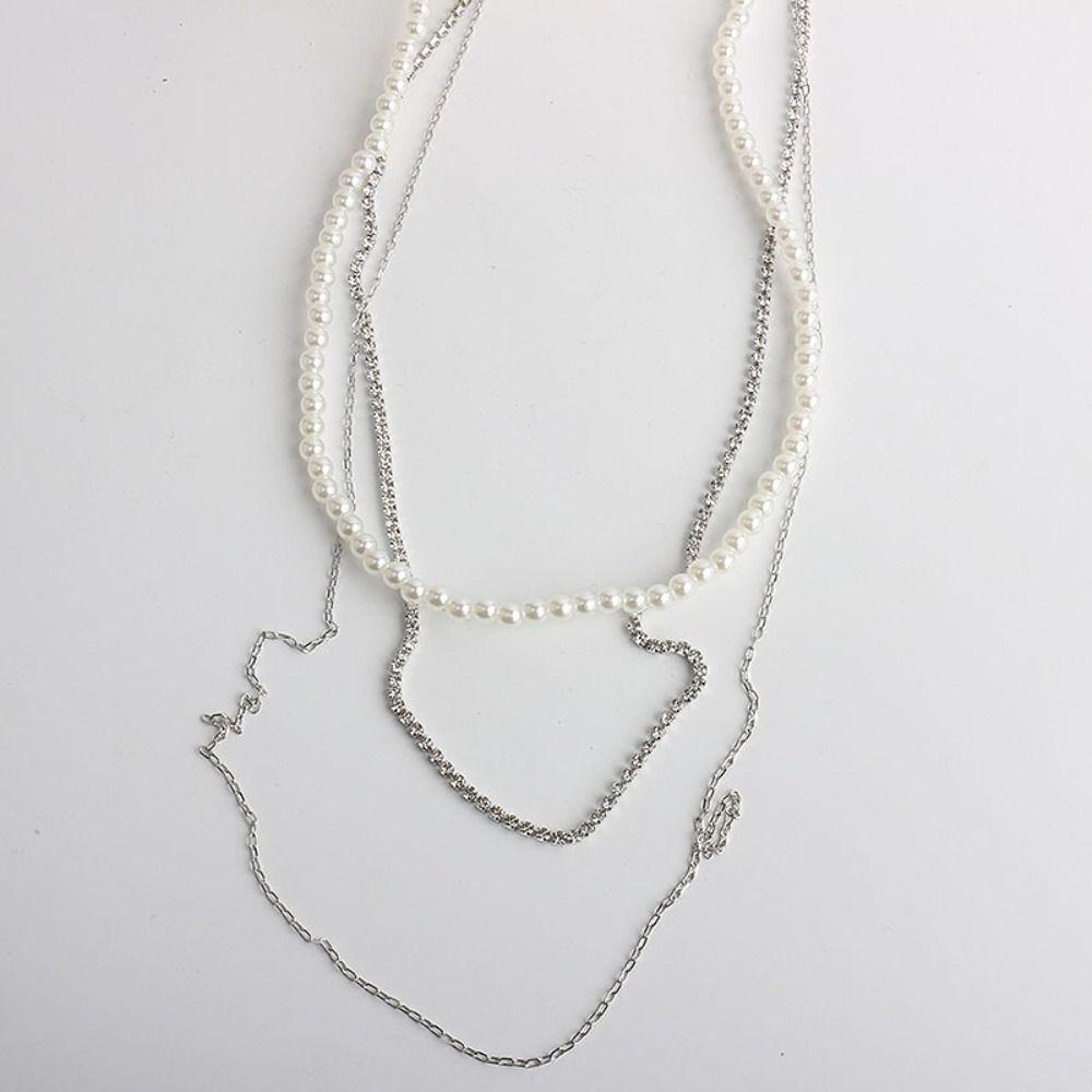 Minimalist Style Tassel Chain Brooch Hip-Hop Pearl Pendant Rhinestone Chain Pin Love Heart Irregular Trouser Fastener Couples