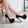 Plus Size Women's 16cm High Heels: 35-45 Sky-High Platform, Low-Cut Microfiber Stilettos, Sizes 41-42