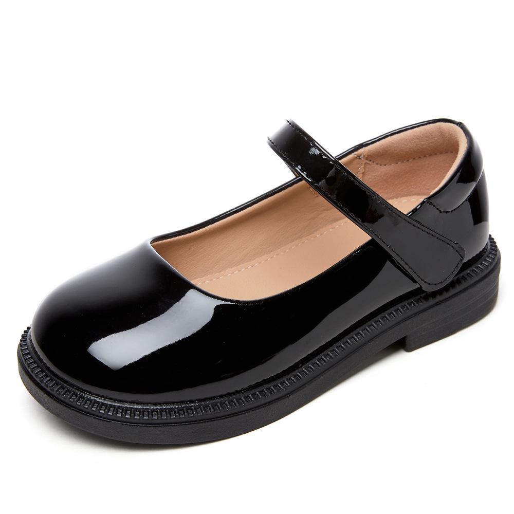 Spot Goods Kids' Princess Leather Shoes - Spring/Autumn 2025, Black Primary School Performance Shoes, Soft Leather and Sole.