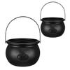 2Pcs Halloween Candy Bucket Large Witch Cauldron Black Plastic Kettle Halloween Pot Snack Container for Party Favors Cosplay Events