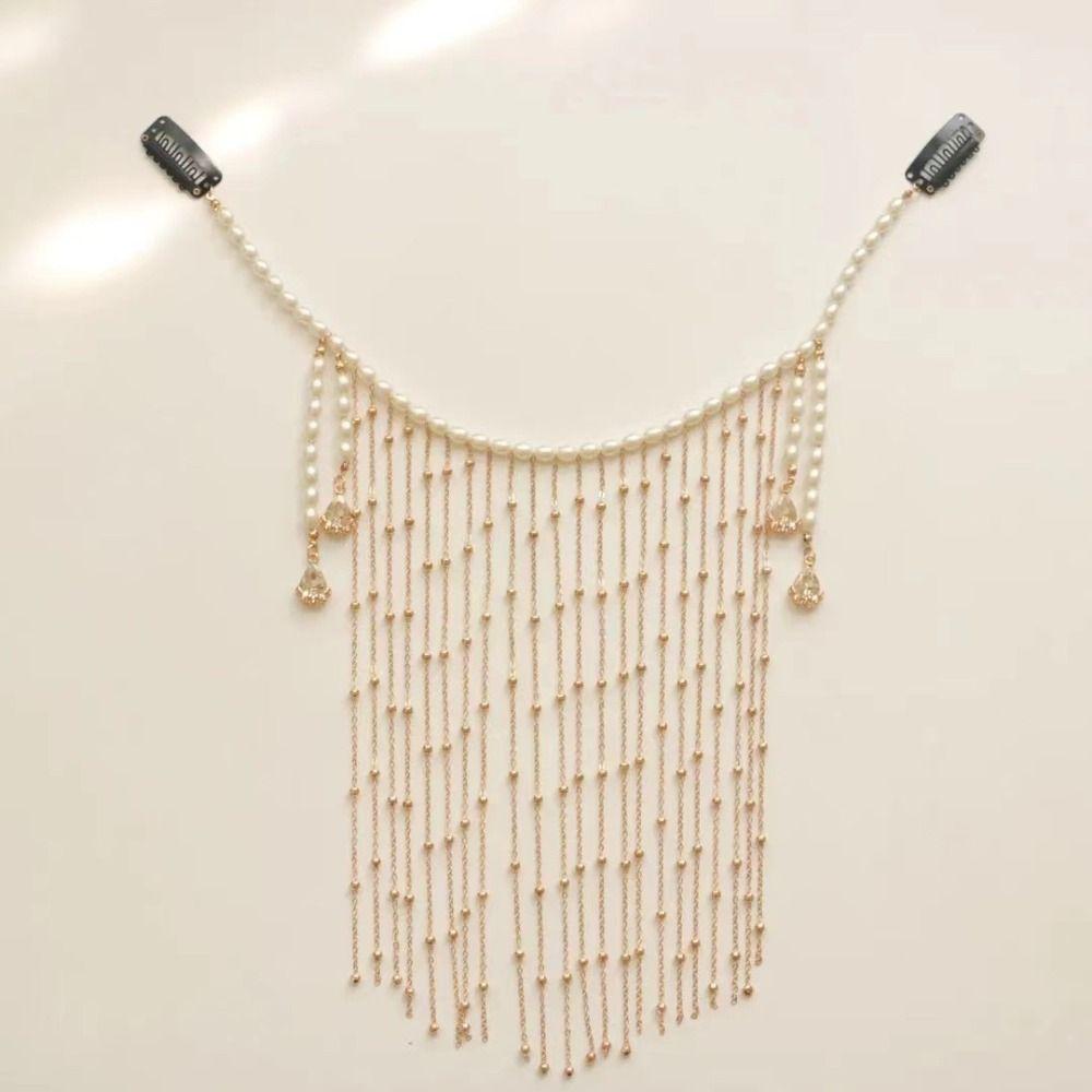 Жемчужная Золотая Маска Феи Головной убор Таинственная Вуаль Креативная Цепочка для лица Ханфу Мужчины