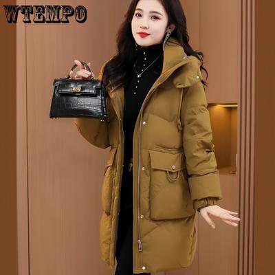 Женская куртка средней длины на пуху, зимняя, свободного кроя, большого размера, мамина хлопковая куртка, куртка