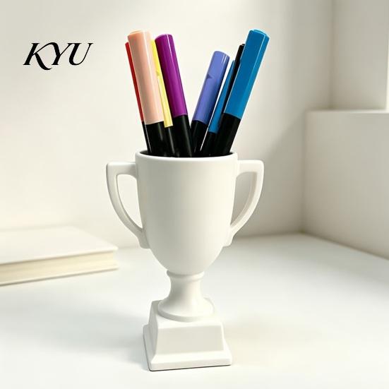 Artistic Desktop Ornament 3D Printed Trophy Pen Holder, Multifunctional Award Shaped Container, Creative Gift for Students Desk Organizer Office
