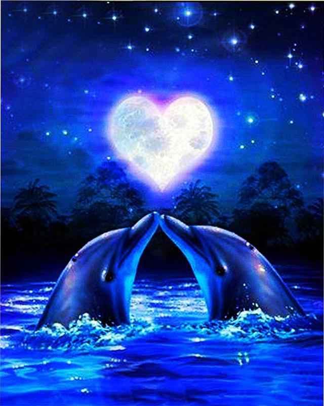 Алмазная картина, полная круглая квадратная дельфины, 5D DIY, Алмазная вышивка, вышивка крестиком, морской пейзаж, стразы, мозаика, настенное искусство