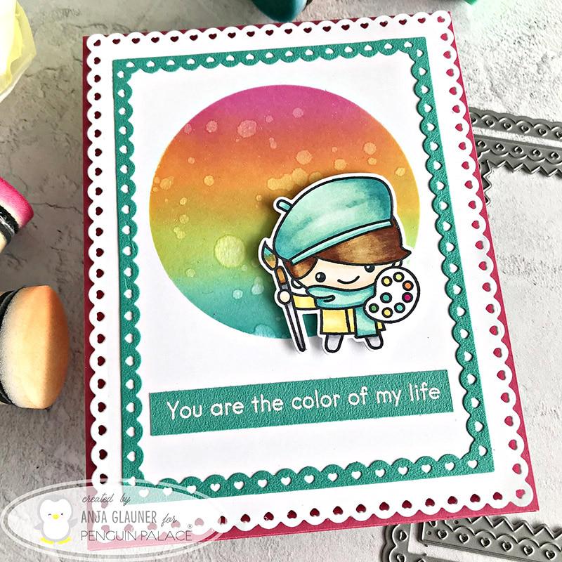 Набор Прямоугольных Рамок 'Маленькие Сердца' Металлические Вырубки для Бумаги Карточки Альбома Скрапбукинг Тиснение