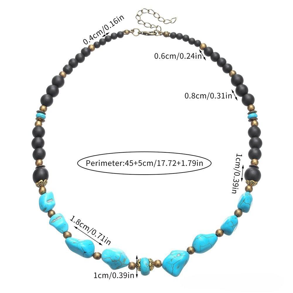 Текстурное ожерелье из бусин, ожерелье в стиле вестерн кантри с черными бусинами, бирюзовое ожерелье, мужское, мужское