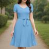 Women Summer Square Neck Casual Short Sleeve Dress
