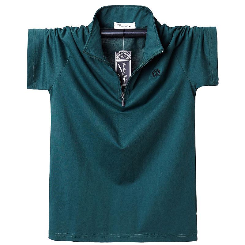 Новая мужская рубашка поло с коротким рукавом плюс размер футболка поло на молнии с коротким рукавом