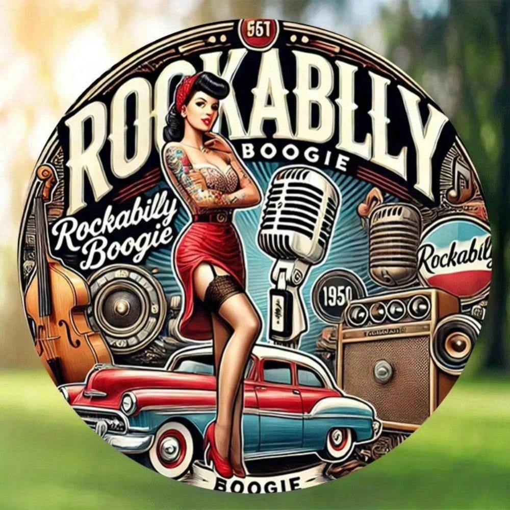 Винтажная металлическая табличка Pin-up Girl в стиле Рокабилли, Круглая настенная art, Декор для дома, Подарок