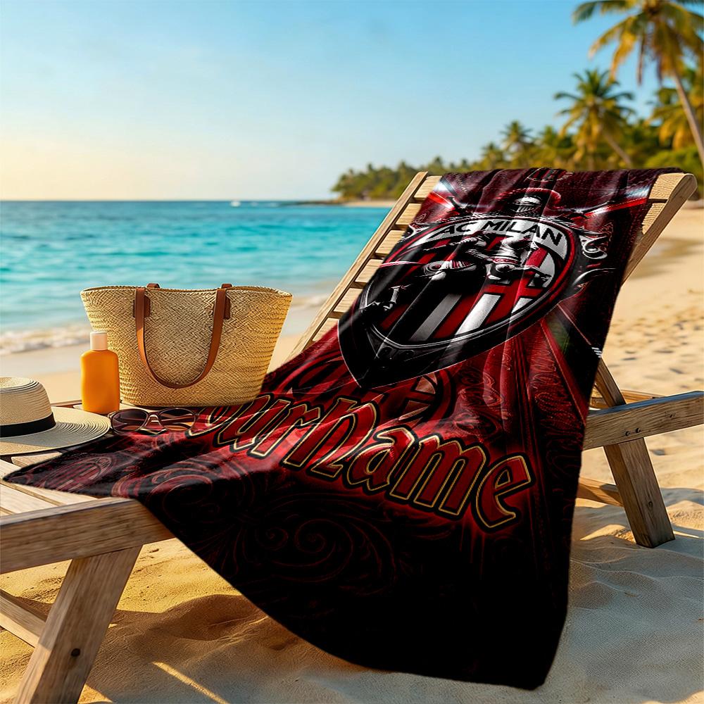 Ac Milan Personalized Text Beach Towel High Absorbency & Quick-Dry Portable for SwimmingBeachCamping Travel Beach AccessoriesGym