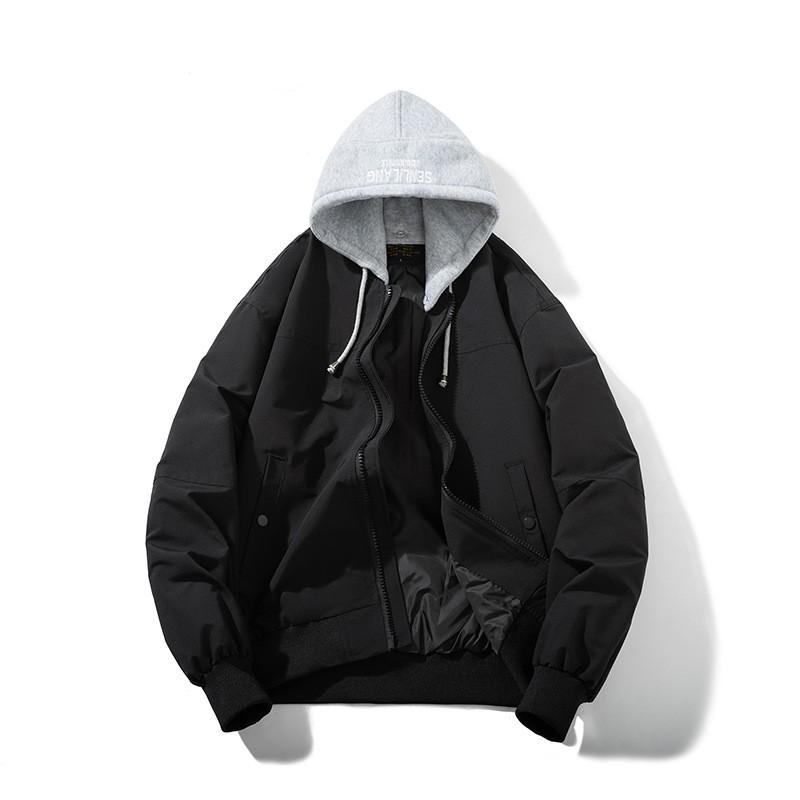 Mens Oversized Casual Winter Bomber Jacket Warm Thickened Cotton-Padded Outerwear Daily Wear