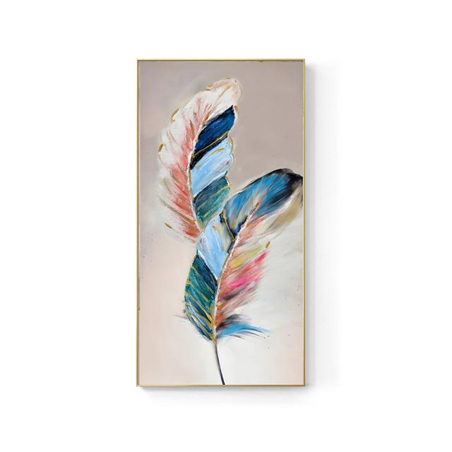 Abstract Golden Feathers Oil Painting Printed On Canvas Posters and Prints for Living Room Porch Home Decoration Cuadros