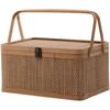 Woven Bamboo Basket with Lid, Rectangular Storage Case for Home and Outdoor Use, Picnic Basket, Fruit Basket, Natural Materials, Tea Ceremony Basket,