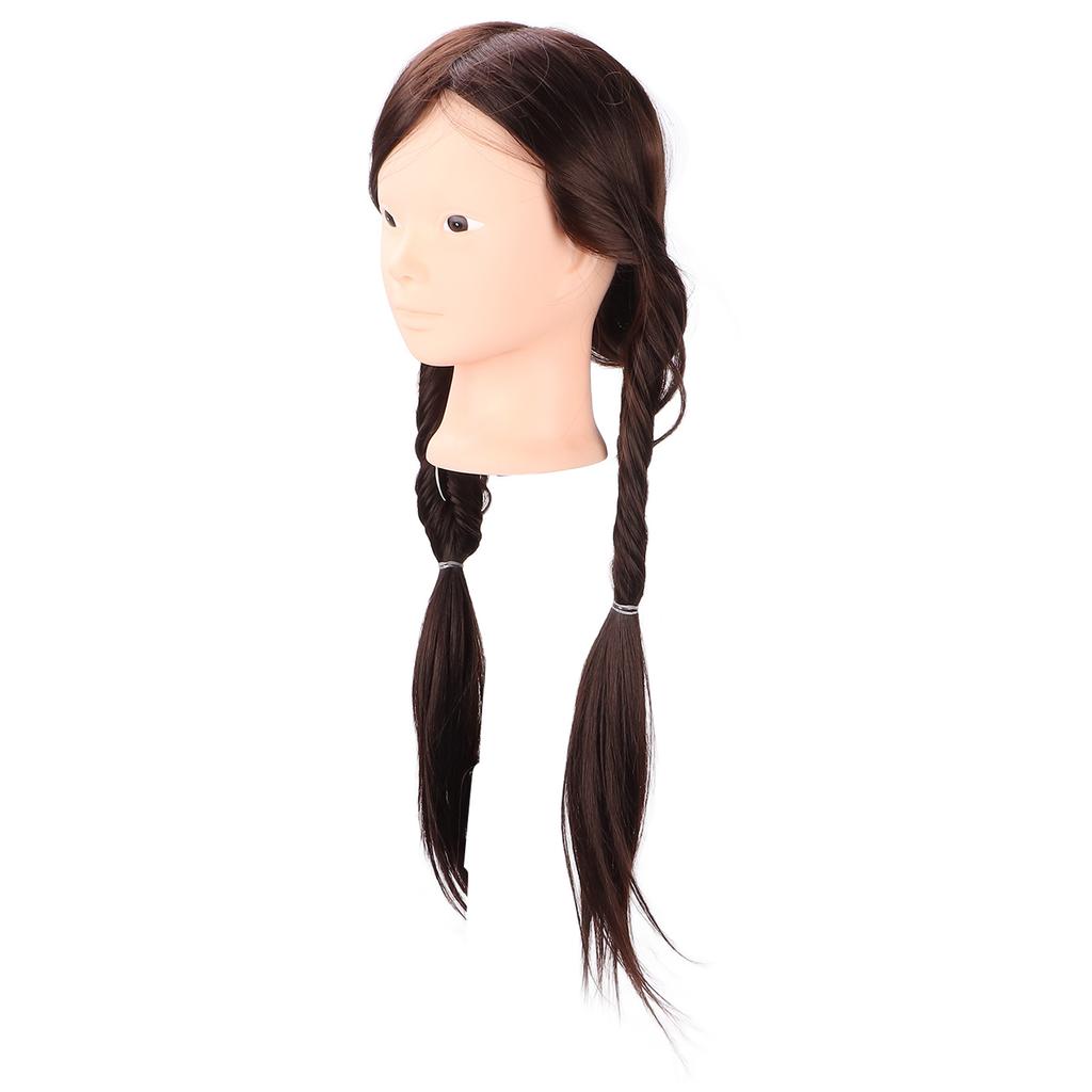Long Brown Hair Mannequin Head High Temperature Synthetic Hair Styling Practice Training Head for Beauty Teachers