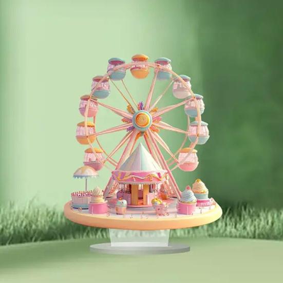 Dessert Ferris Wheel Ornament 2D Flat Acrylic Decoration with Base Non-3D Desktop