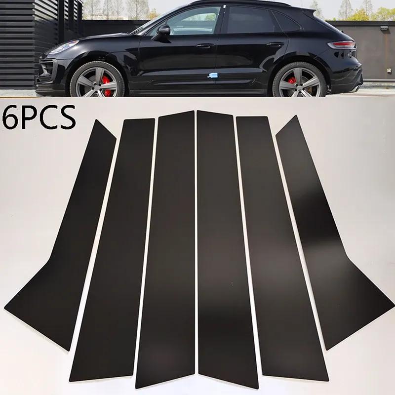 6Pcs Car Door Window Glossy Black Pillar Posts Cover Trim For Porsche Macan 2014- BC Column Exterior Stickers Accessories