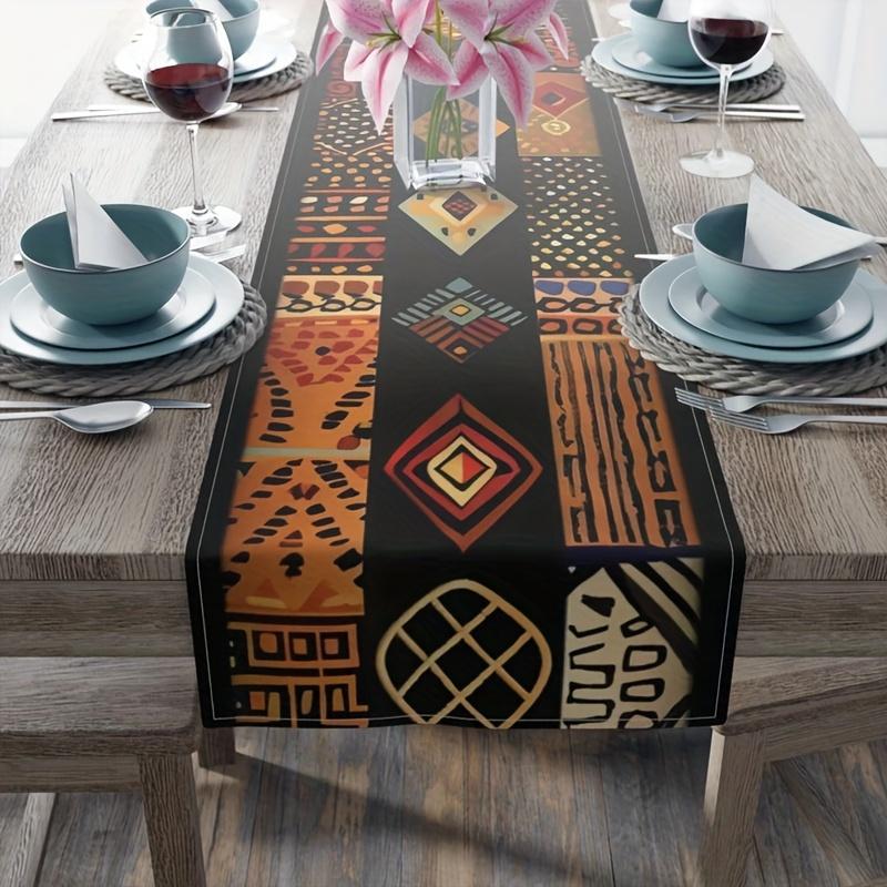 VIKAMA African Tribal Pattern Table Runner Traditional Home Decoration Housewarming Table Decoration Outdoor Picnic Decoration