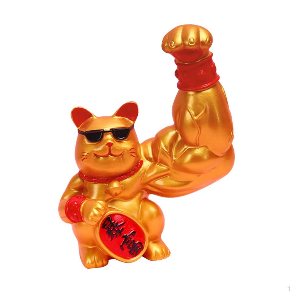 Lucky Cat Figurine - Charming Animal Sculpture for Home Decor