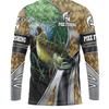 Mens Pike Fishing Print Long Sleeve UPF Sun Protection Tee Outdoor Hiking Cycling Running