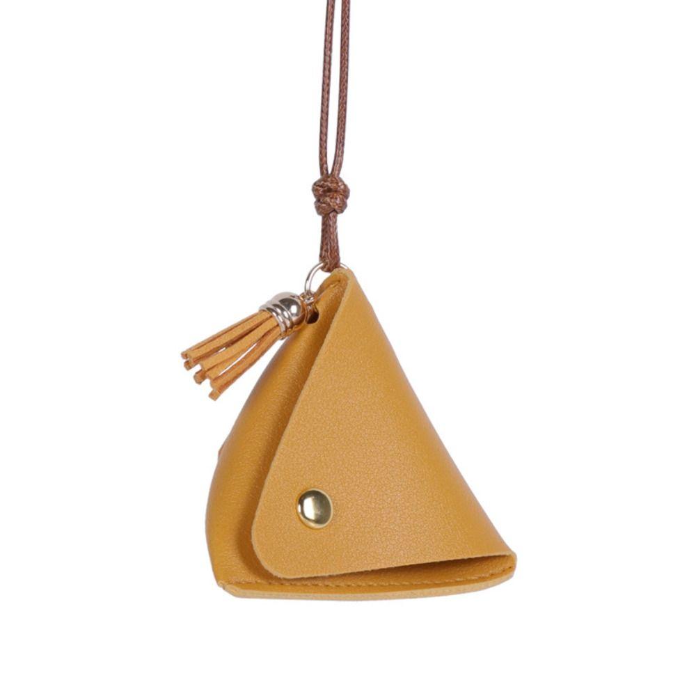New Triangular Leather Coin Purse Portable Solid Color Storage Bag Access Control Card Snap Button Wallet