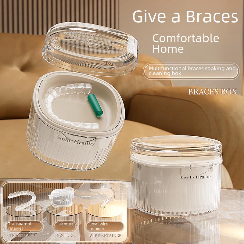 Многофункциональный прозрачный бокс для чистки зубных протезов и зубных щеток