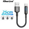 HdoorLink 2A Короткий кабель для быстрой зарядки Кабель Micro USB Type C для Huawei Android 25 см Power Bank Кабель для зарядки телефона со световым индикатором