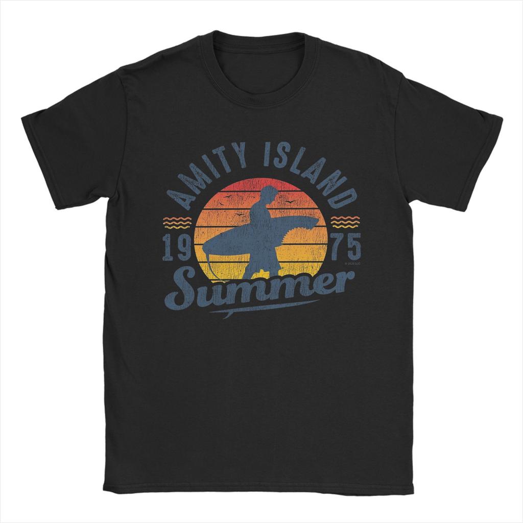 Unisex Amity Island Summer 0f 75 Jaws T Shirts 100 Cotton Clothes Casual Short Sleeve Round Neck Tee Shirt Classic TShirt