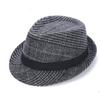 Men's British Wool Felt Fedora: Striped Rolled Brim Jazz Hat for Outdoors