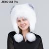 Winter Hat Woman Warm Cat Ushanka Balaclava Russian Fox Fur Trapper Women Bomber Hats Luxury Furry Snow Cap Earflap Fox Fur Hat