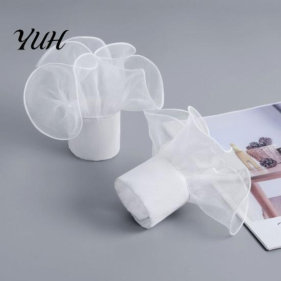 Versatile Decorative Cuffs Detachable Ruffled for Women, Elastic Layered Tulle Fake Cuffs, Party Accessory Wrist Accessories Sweaters Suits
