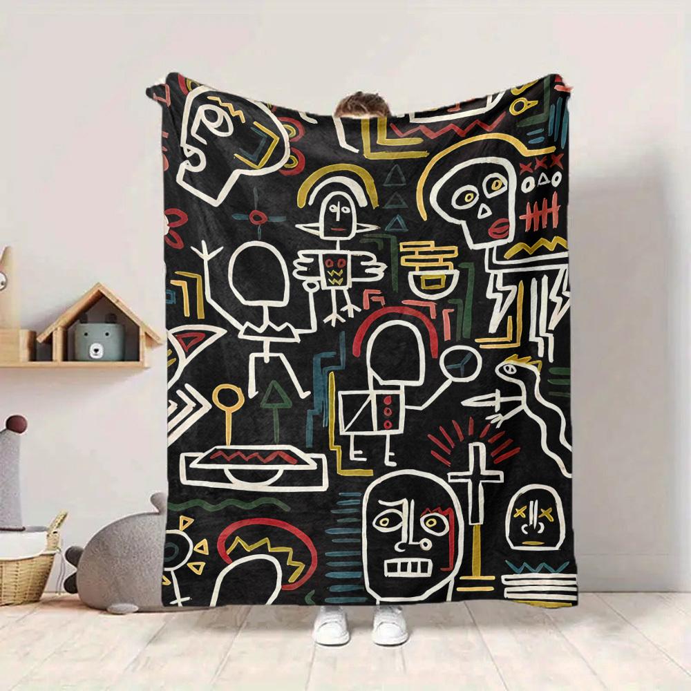 1pc Colorful Sketch Pattern Blanket Warm, Cozy, And Soft, Suitable for Sofas, Beds, Cars, And Office Use.Perfect for Camping And Travel, Making It a G