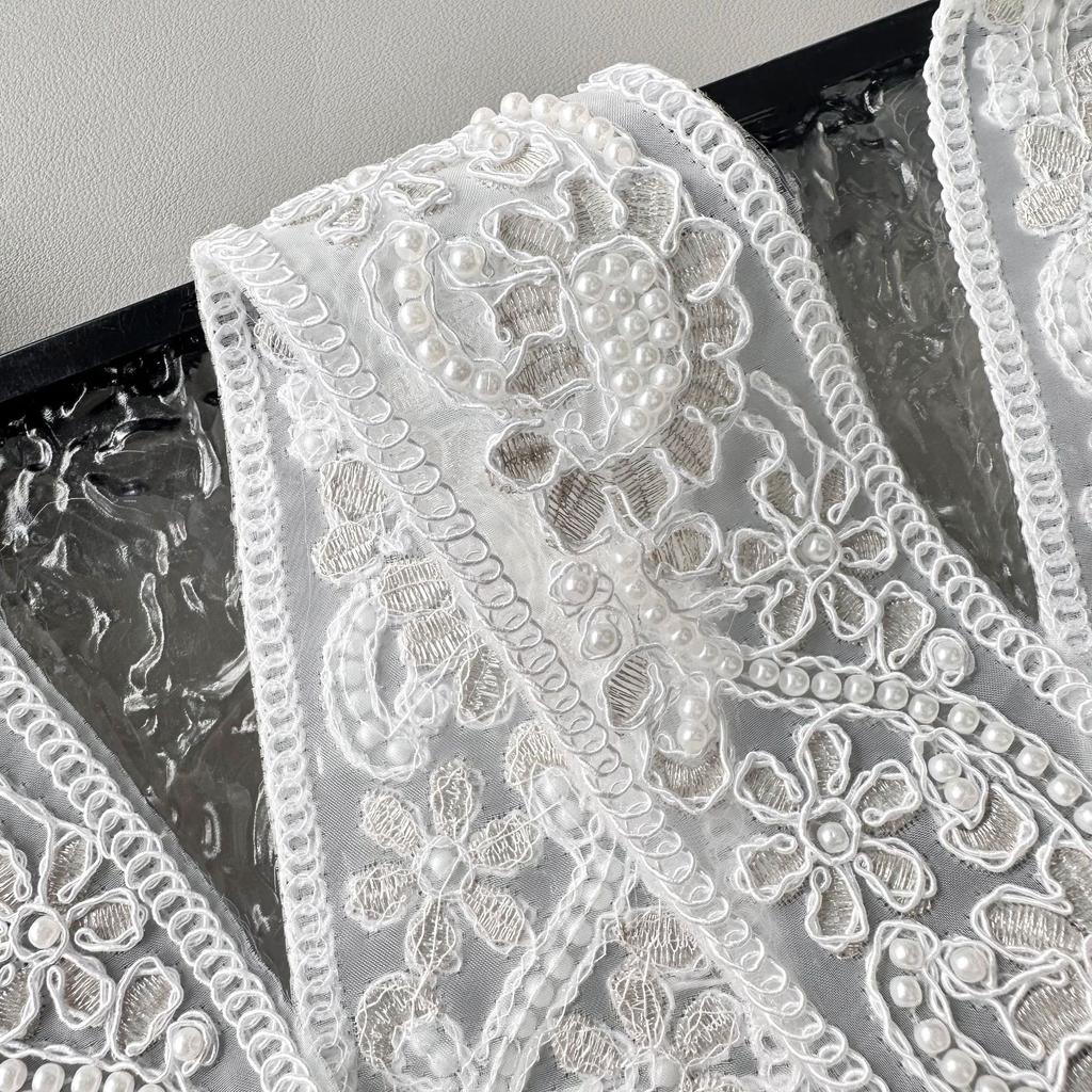 6Cm Exquisite White Bead Strand Embroidery Barcode Clothing Window Decoration Home Cuffs Neckline Accessories Lace Accessories