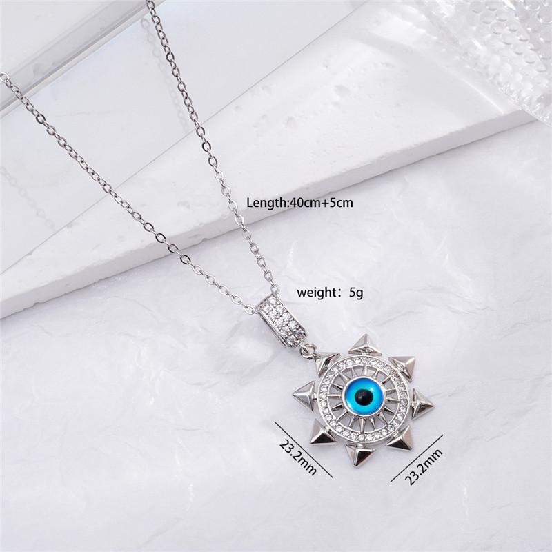 Fashion Hamsa Evil Eye Zircon Pendant Necklace Stainless Steel Chains High Grade Geometric Choker Jewelry Gifts For Women Girls