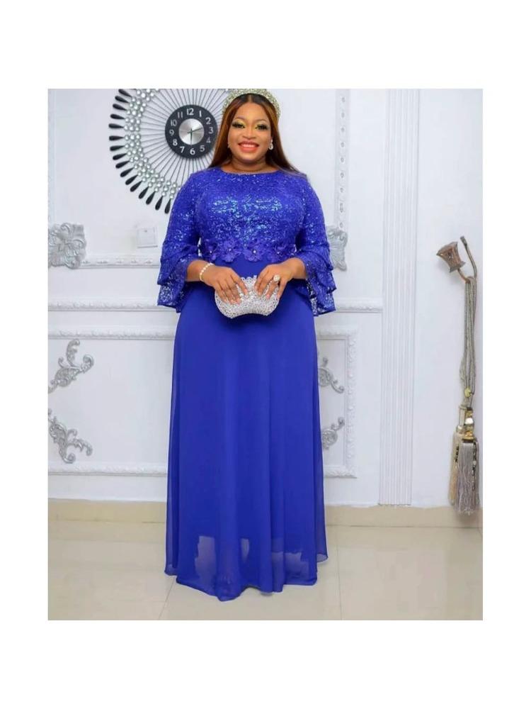 Африканские вечерние платья больших размеров для женщин, новая мода, кружевные свадебные платья Дашики Анкара, элегантное турецкое мусульманское платье макси