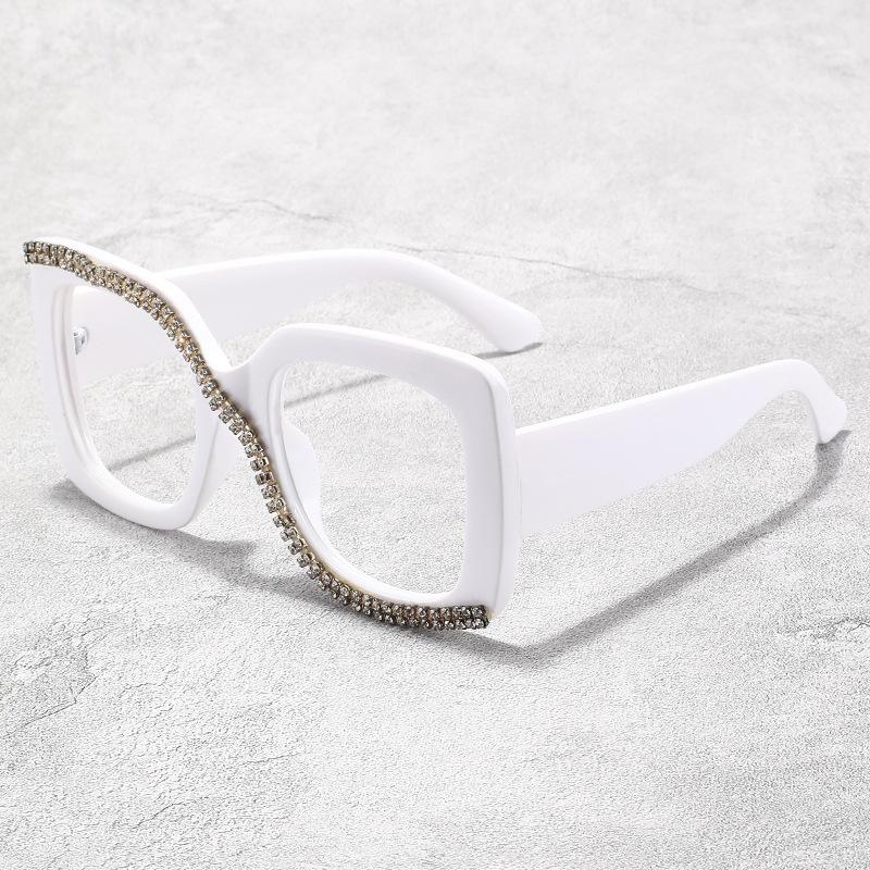 Square fashion new diamond-encrusted reading glasses European and American Internet celebrity reading glasses versatile sunglasses