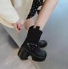 Fashion 10CM  Microfiber Leather Women Chunky Sneaker Autumn Winter Plush Warm Casual Ankle Booties Spring Platform Fashion Shoes