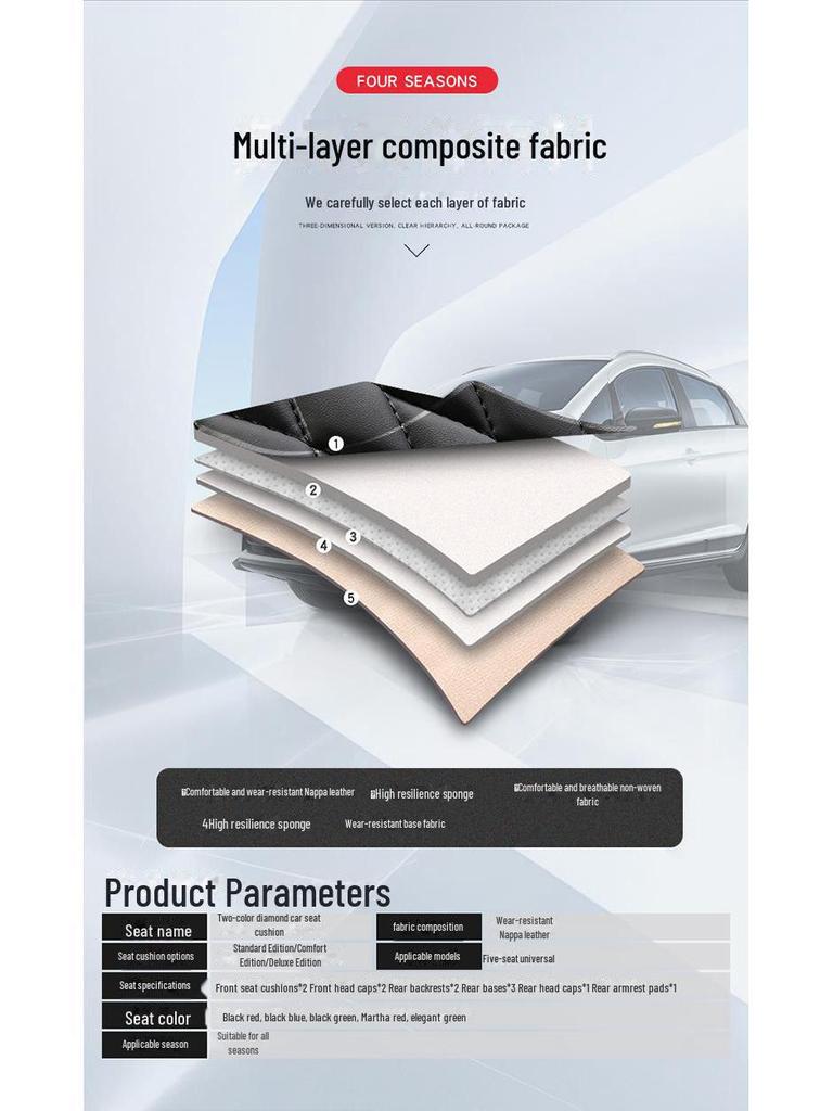 Универсальная подушка для сиденья автомобиля нового стиля: Чехол из дышащей кожи наппа для зимы.