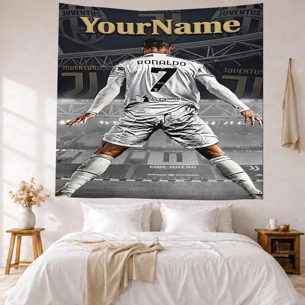 Cristiano Ronaldo Custom Your Name Wall Decor Tapestry Art For Pet Memorial Birthdaywedding Party Backdrop Family Gift