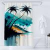 Seaside Landscape Shower Curtain Beach Coconut Tree Shower Curtain Waterproof Bathroom Decoration with Hook