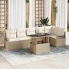 7-Piece Garden Sofa Set with Beige Cushions Poly Rattan, 2-Seater Garden Sofa with Beige Rattan Cushions 3348837