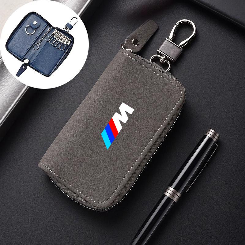 LCHGA1 Car Sticker Leather Car Key Holder Case Keychain Pouch Storage Bag Cover For BMW M Emblem E46 E36 E34 F10 E90 F30 E60 F30 E53 E3