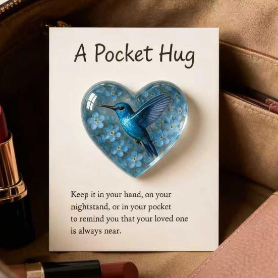 Hummingbird Pocket Hug Token Heart-Shaped Comfort Gift for Loss & Long Distance Sympathy Keepsake with Card Portable Emotional Support