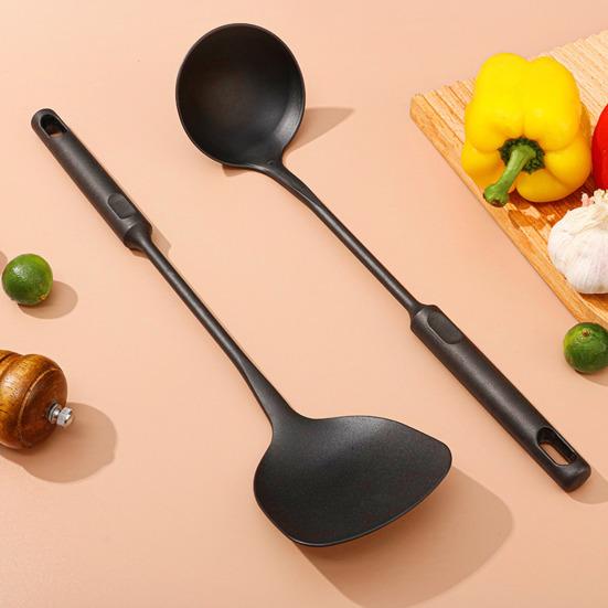 Wok Spatula And Ladle Set Extended Handle Spatula Smooth Edges Soup Spoon Scratch-free Cooking Utensil