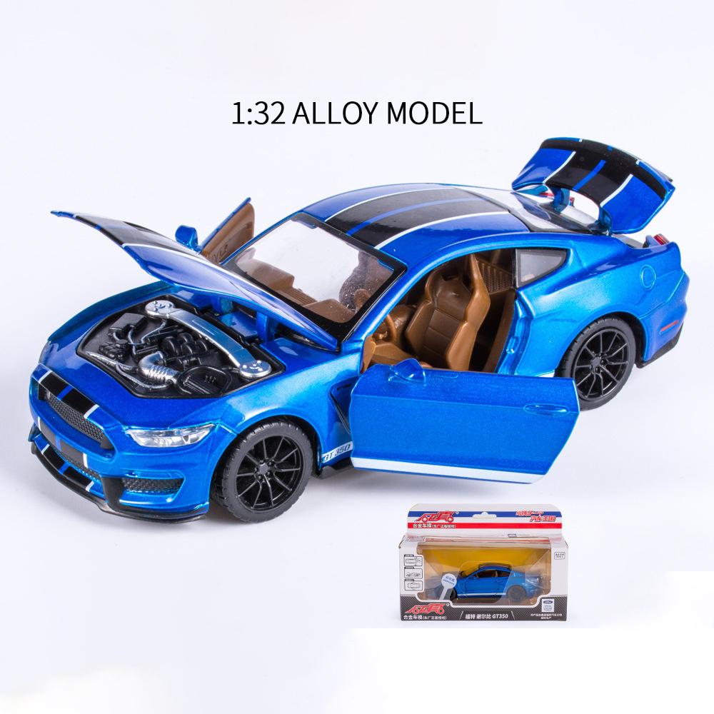 Масштаб 1/32 Shelby GT350, литая под давлением модель автомобиля, игрушечная машинка с откатным механизмом со звуком и светом для мальчиков и девочек, подарок