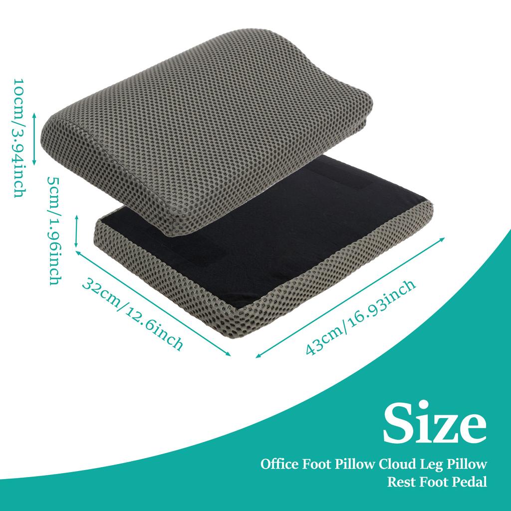 Ergonomic Foot Pillow Under Desk Premium Foam Core Footstool Mesh Fabric Height Adjustable for Office Lumbar Foot and Leg Pain
