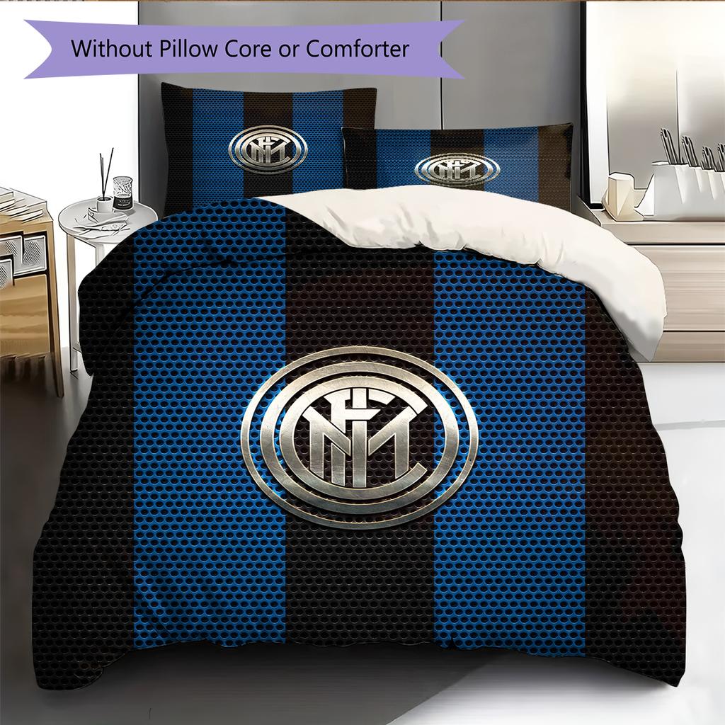 Постельное белье с узором ФК Интер Милан Декор для дома Подарок на день рождения (1 пододеяльник + 2 наволочки, без наполнителя)